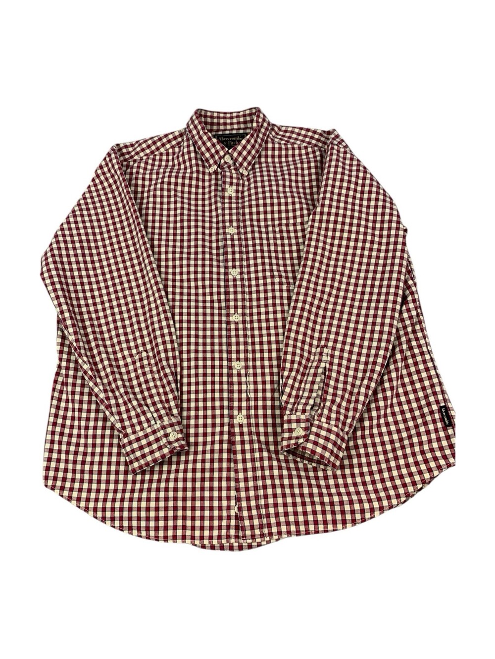 Abercrombie & Fitch Long Sleeve Button Up Shirt, Red Check, Men's Size Large